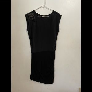 Nougat London 100% Silk Black Dress Size 1 | Beaded Trim Cocktail Party